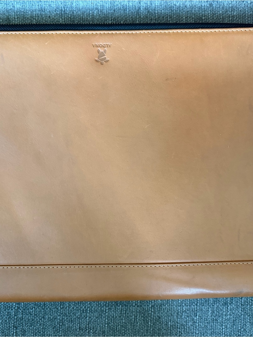 ALDONA Genuine Leather Tech Portfolio Organizer Zipper Folio Tan
